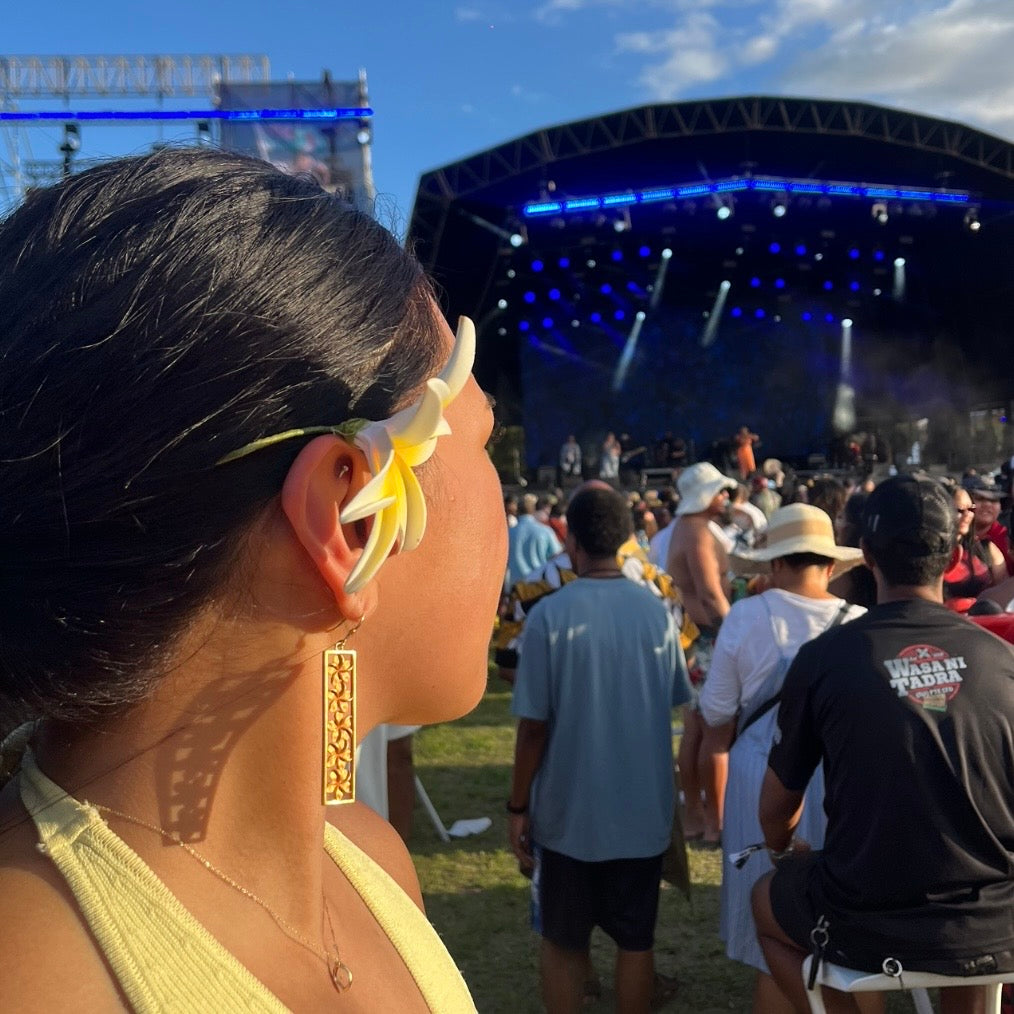 Plumeria Bar Earrings - 18k Gold Vermeil