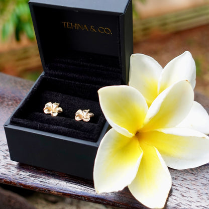 Plumeria Studs - 10k, 14k, & 925 Sterling Silver