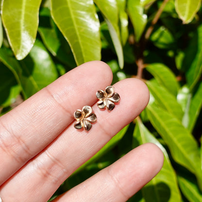 Plumeria Studs - 10k, 14k, & 925 Sterling Silver