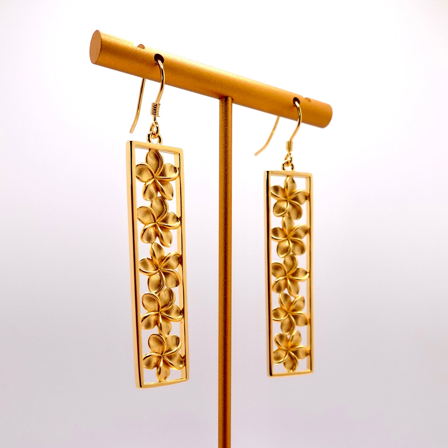 Plumeria Bar Earrings - 18k Gold Vermeil